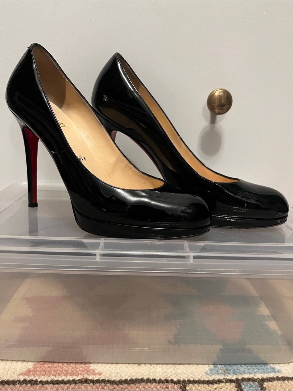Christian Louboutin Black Patent Platform Pumps